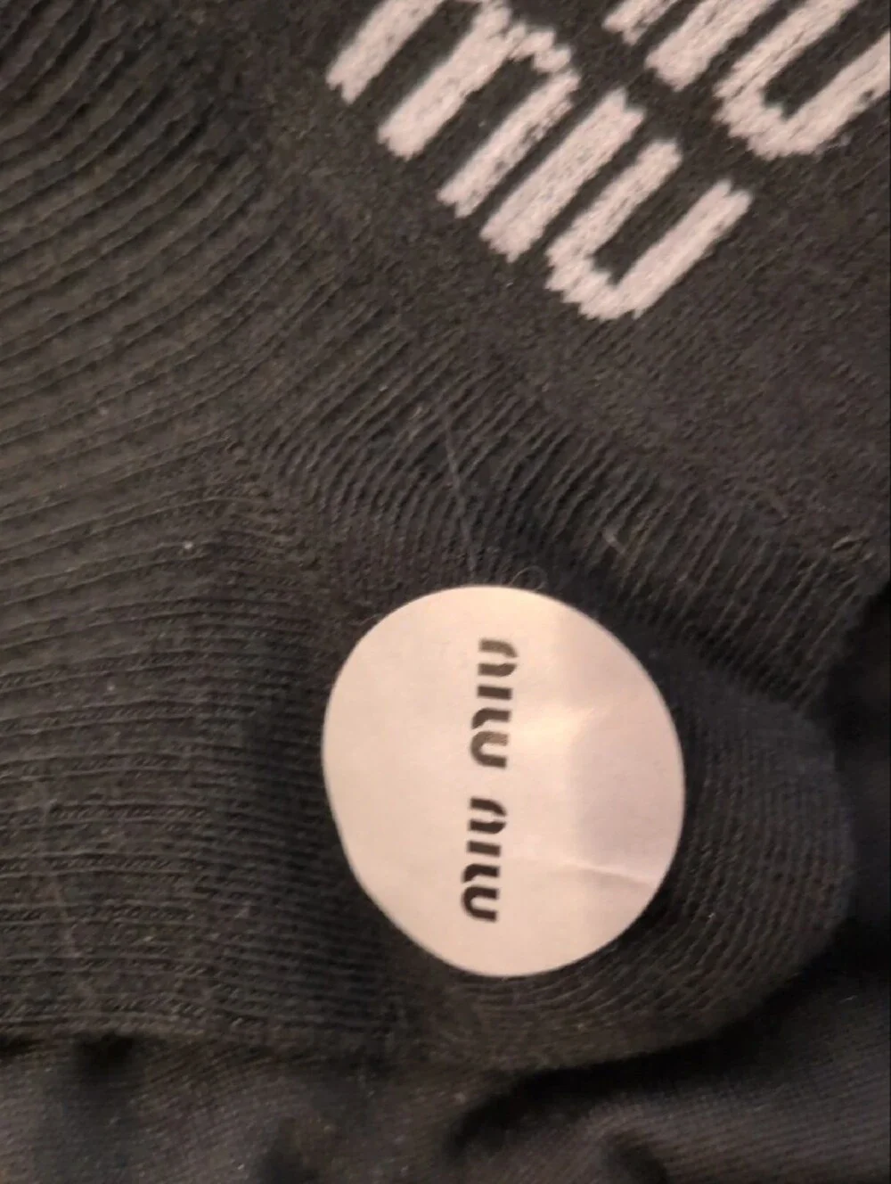 Miu Miu Black Logo Ribbed Crew Socks